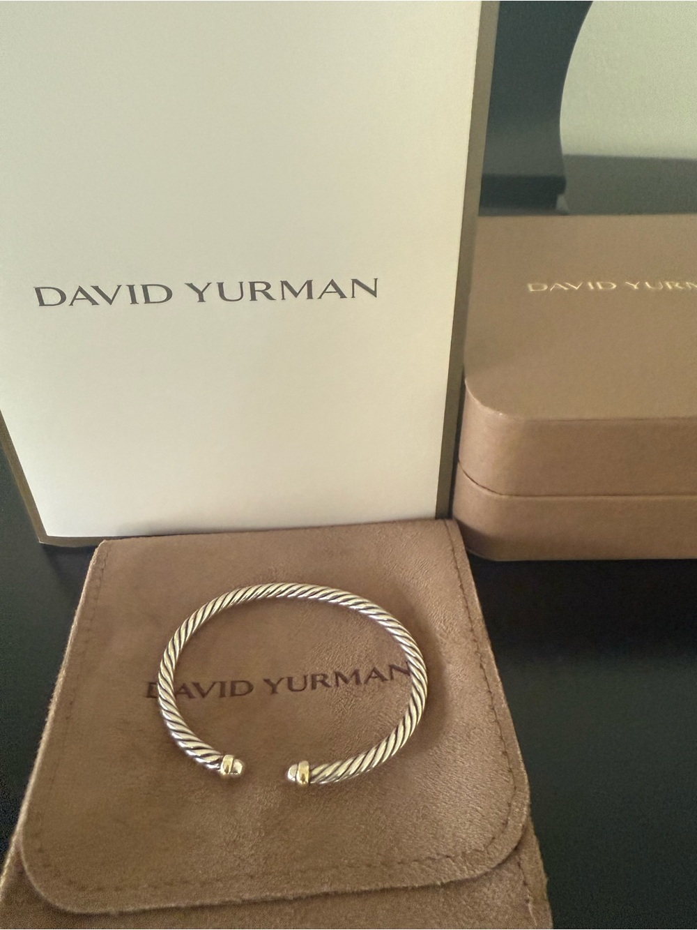 Beautiful David Yurman Cable Flex Bracelet - Sterling Silver & 14k Gold!
